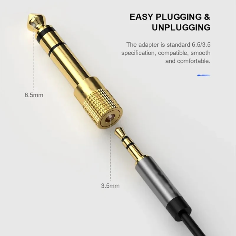 Gold Plated 6.5mm Female to 3.5mm Male Jack, 3.5mm Female to 6.35mm Male Plug, Dual Channel Audio Microphone Connector