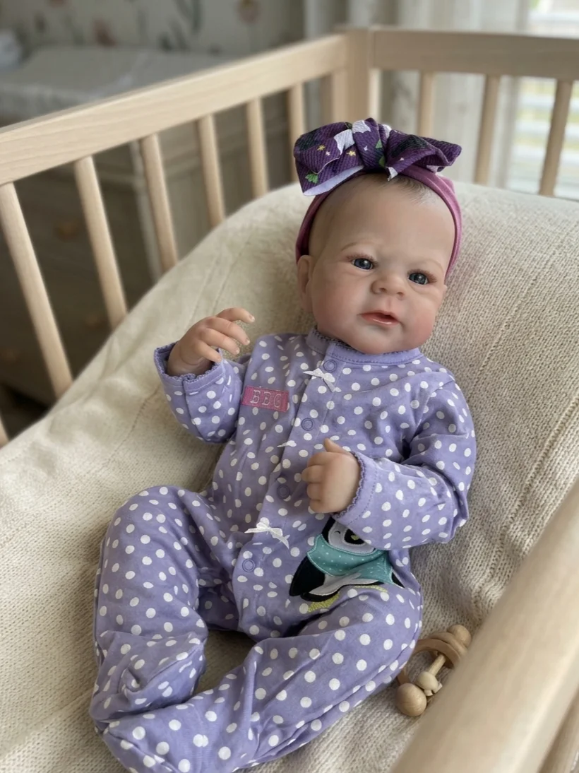 18 Inch Open Eyes Vinyl Reborn Collectible Doll Realistic Simulation Figure for Display Collection