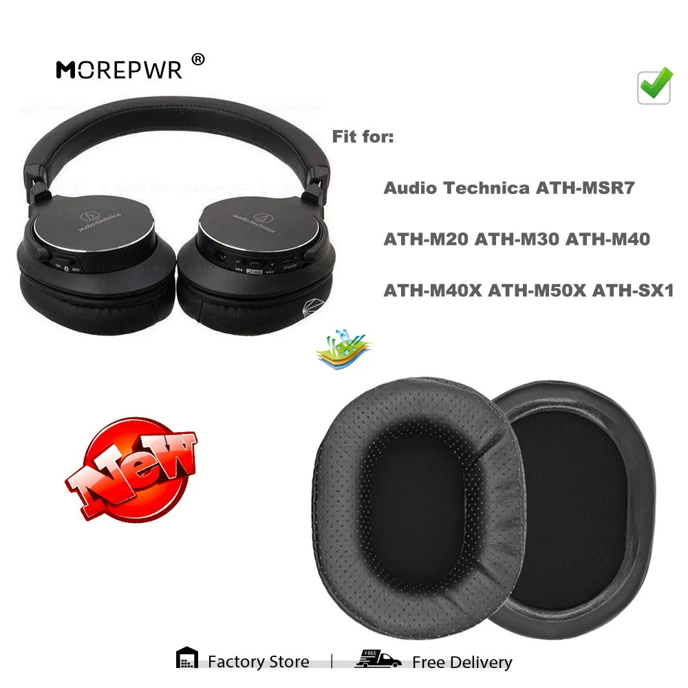 

Morepwr Replacement EarPads for Audio Technica ATH MSR7 M20 M30 M40 M40X M50X SX1 Headset Parts Leather Cushion Earmuff Earphone