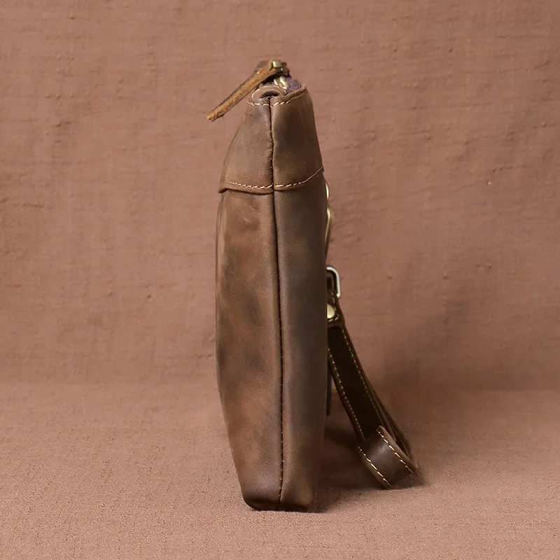 Vintage Crazy Horse Leather Men's Clutch with Large Capacity