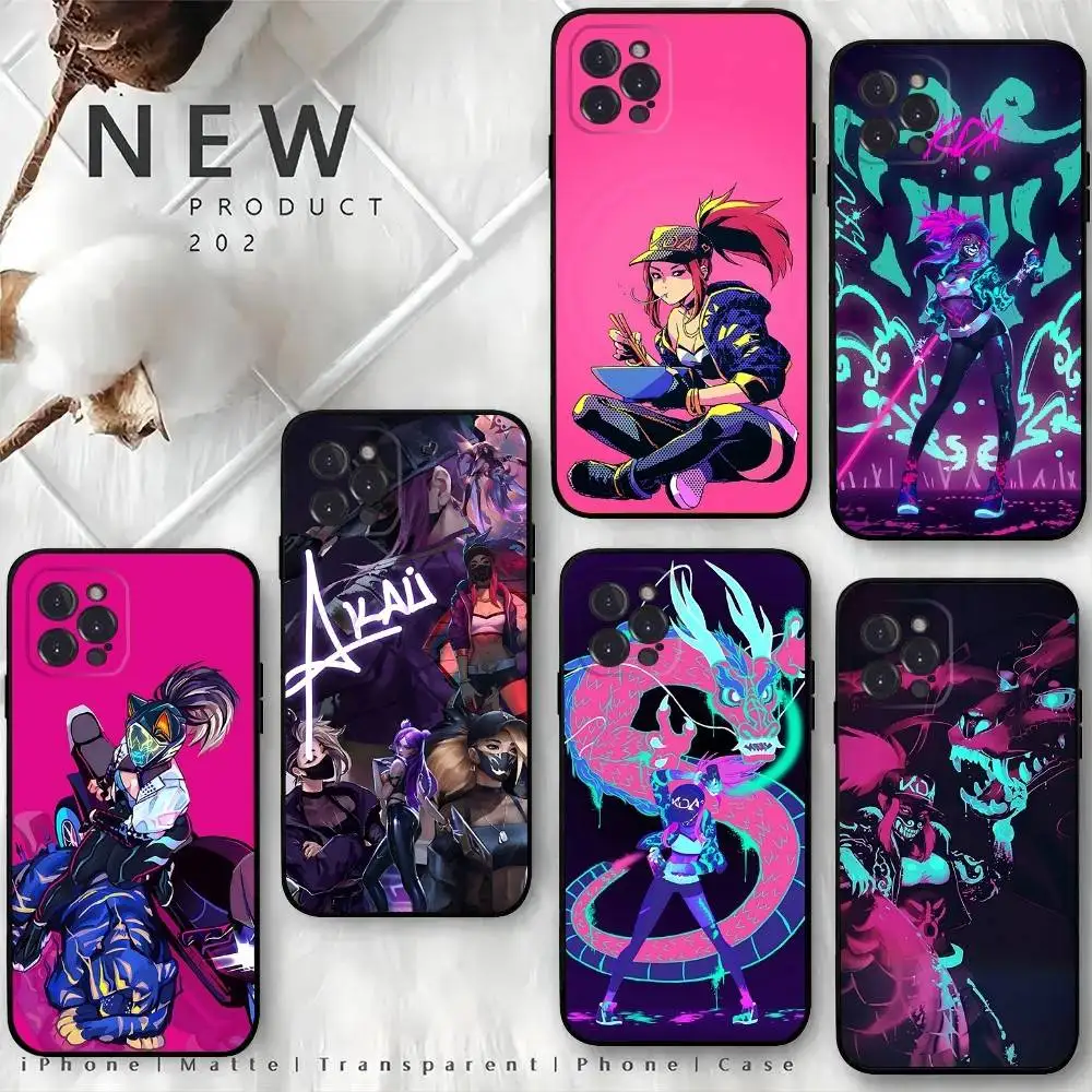 

L-Leagues Of Legend K-KDA Akali Phone Case For iPhone 16,15,14,13,12 Mini 11 Pro XR,X,XS,MAX 7,8 Plus Silicone Cover Soft Black