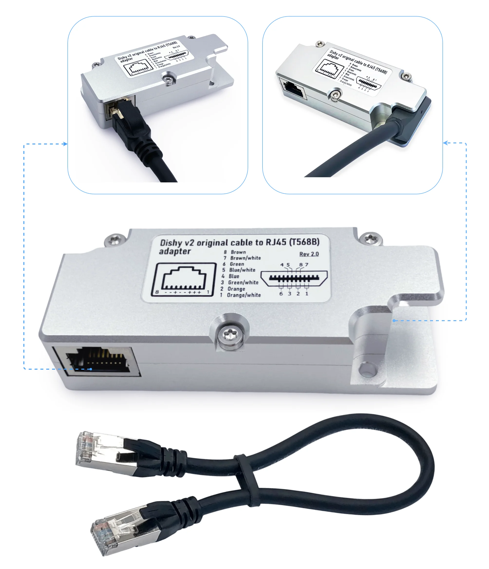 YAOSHENG Rechteckiger Starlink-Kabeladapter auf RJ45. Verbinden Sie Ihren Dishy V2 an einen PoE-Injektor schnell und einfach. – Detail 1