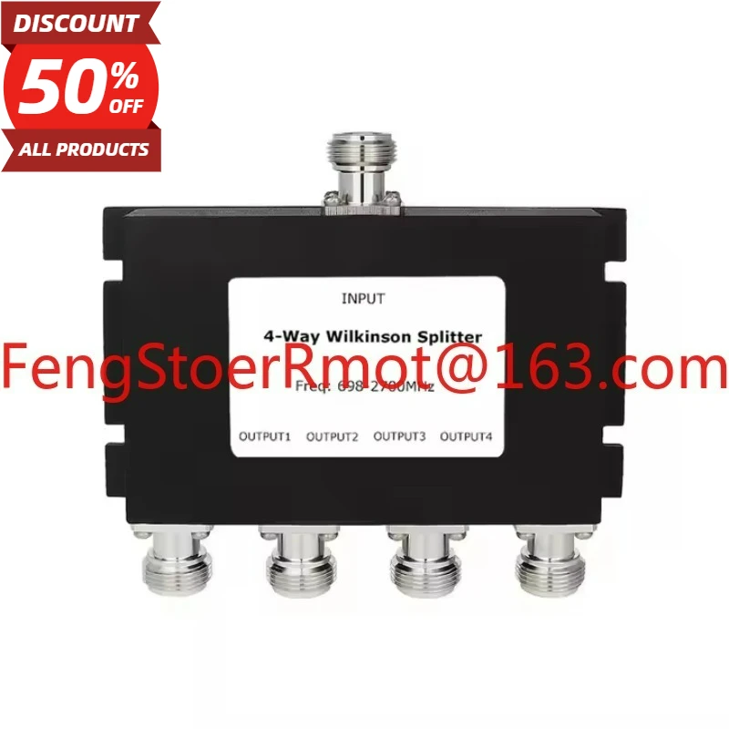 Low-loss 4-way splitter combiner RF power divider 698-2700MHz 4G N for cellular network antenna systems