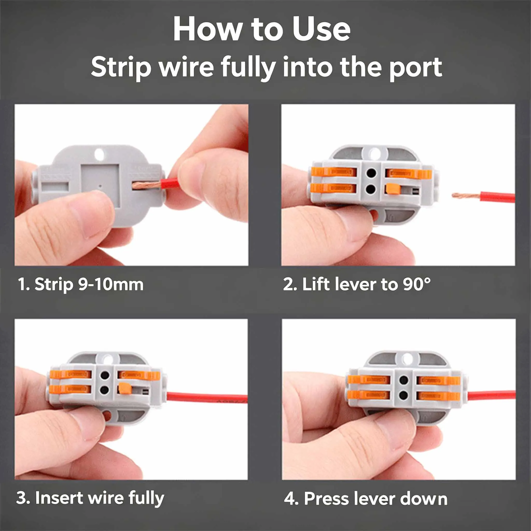 Lever Wire Nut Connector Push-in Electrical Wire Terminal,DIY Quick Cable Connection,24-12 AWG 0.2-4.0mm² Wiring Connector