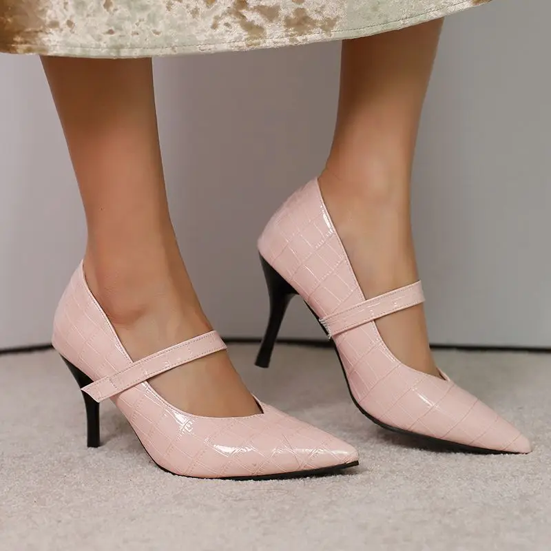 SIMLOVEYO تصميم الإناث مضخات أشار تو خنجر عالية الكعب 8.5 سنتيمتر حزام حجم كبير 46 47 48 مثير الحفلات يؤرخ النساء أحذية الربيع