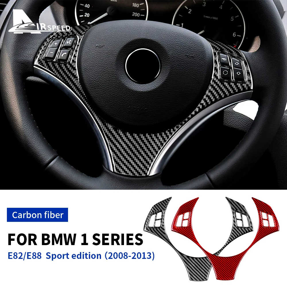 Para BMW Serie 1 E81 E82 E87 E88 cubierta de botón de volante de coche pegatina 2008-2013 versión deportiva embellecedor Interior de fibra de carbono