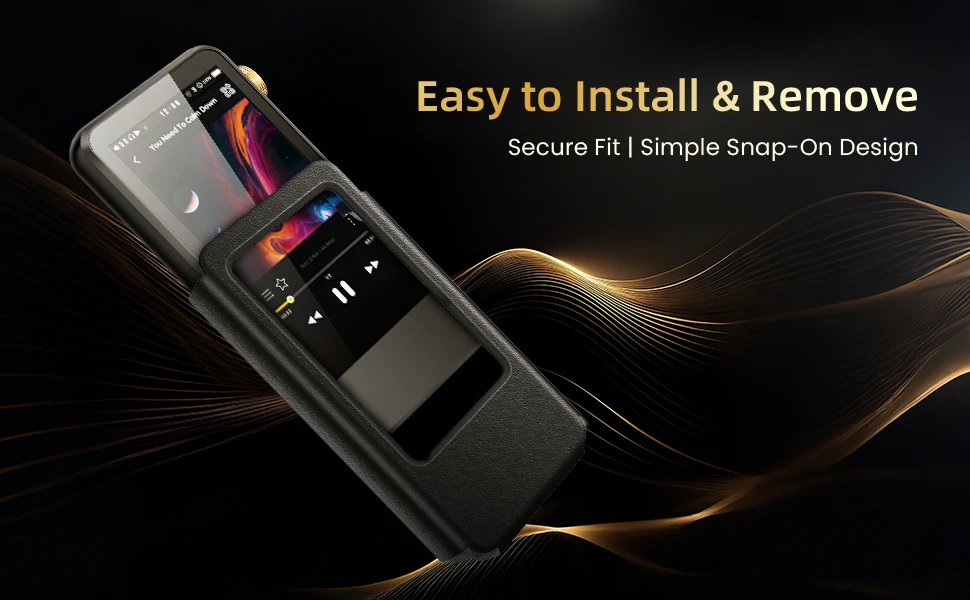 HIFI WALKER Schutzhülle aus PU-Leder für den tragbaren HiFi-Musikplayer H20 Pro, stoßfest und langlebig, Schwarz – Detail 5