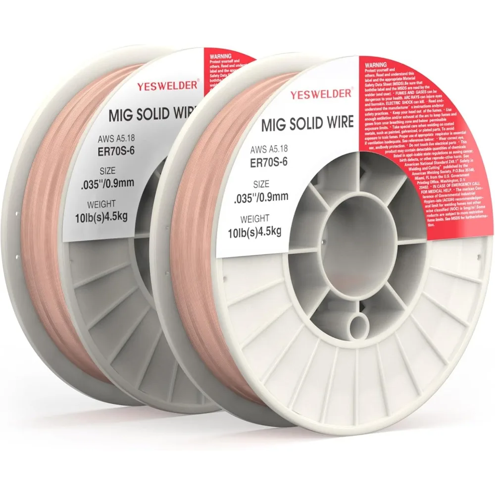 

ER70S-6 Твердый провод Mig из углеродистой стали .035-дюймовый 10-фунтовый сварочный провод, 2 упаковки