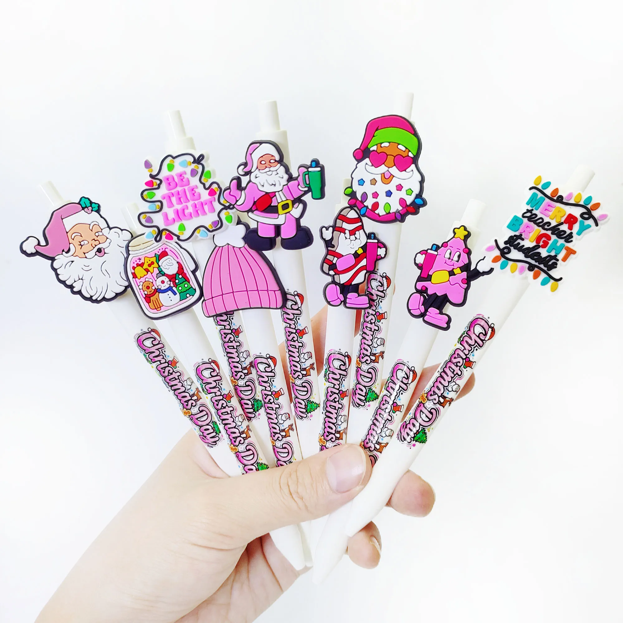 

8pcs/15pcs Christmas-themed ballpoint pens, Christmas-shaped ballpoint pens, everyday office stationery, student writing pens