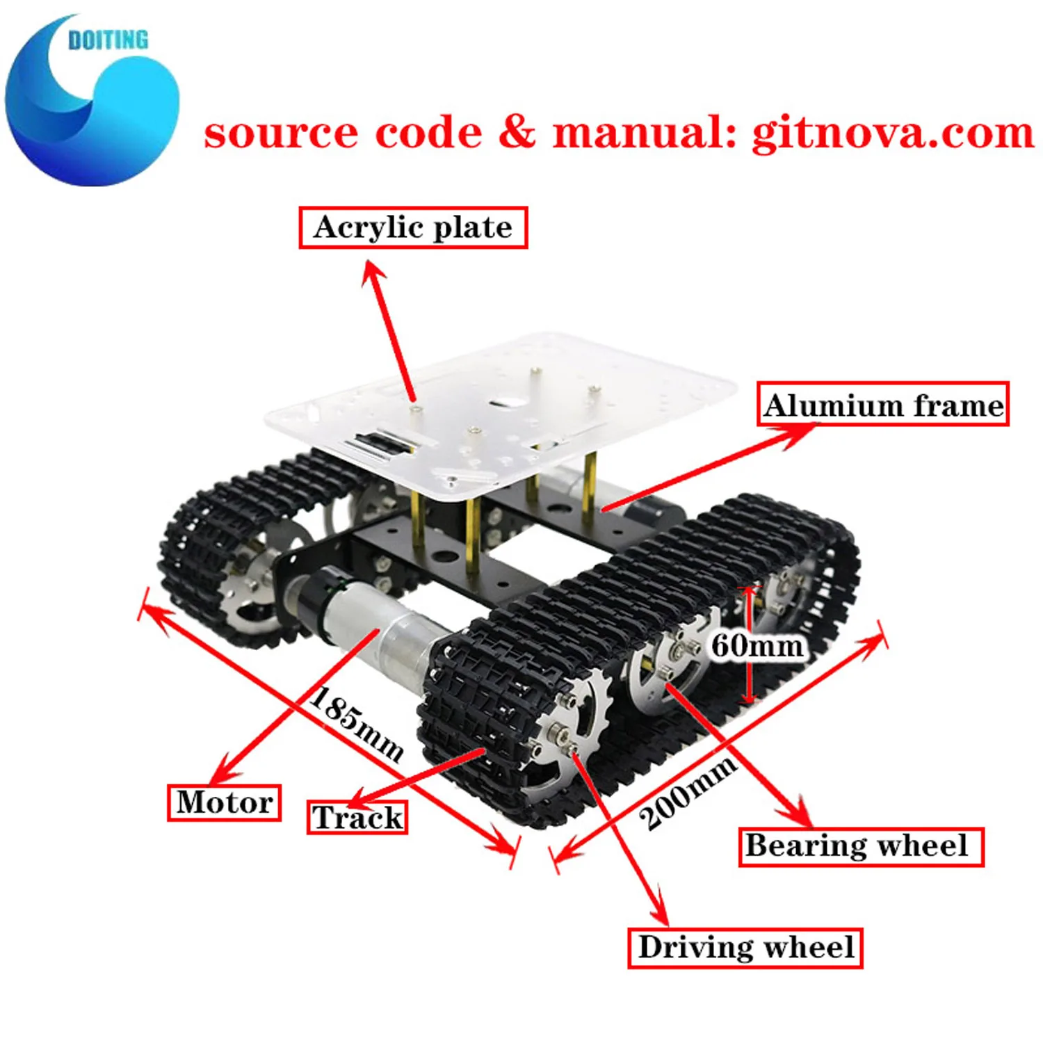 RC Metal Robot Tank Car Chassis mini T100 Crawler Caterpillar Tracked Vehicle with Plastic Track for Arduino diy educational kit