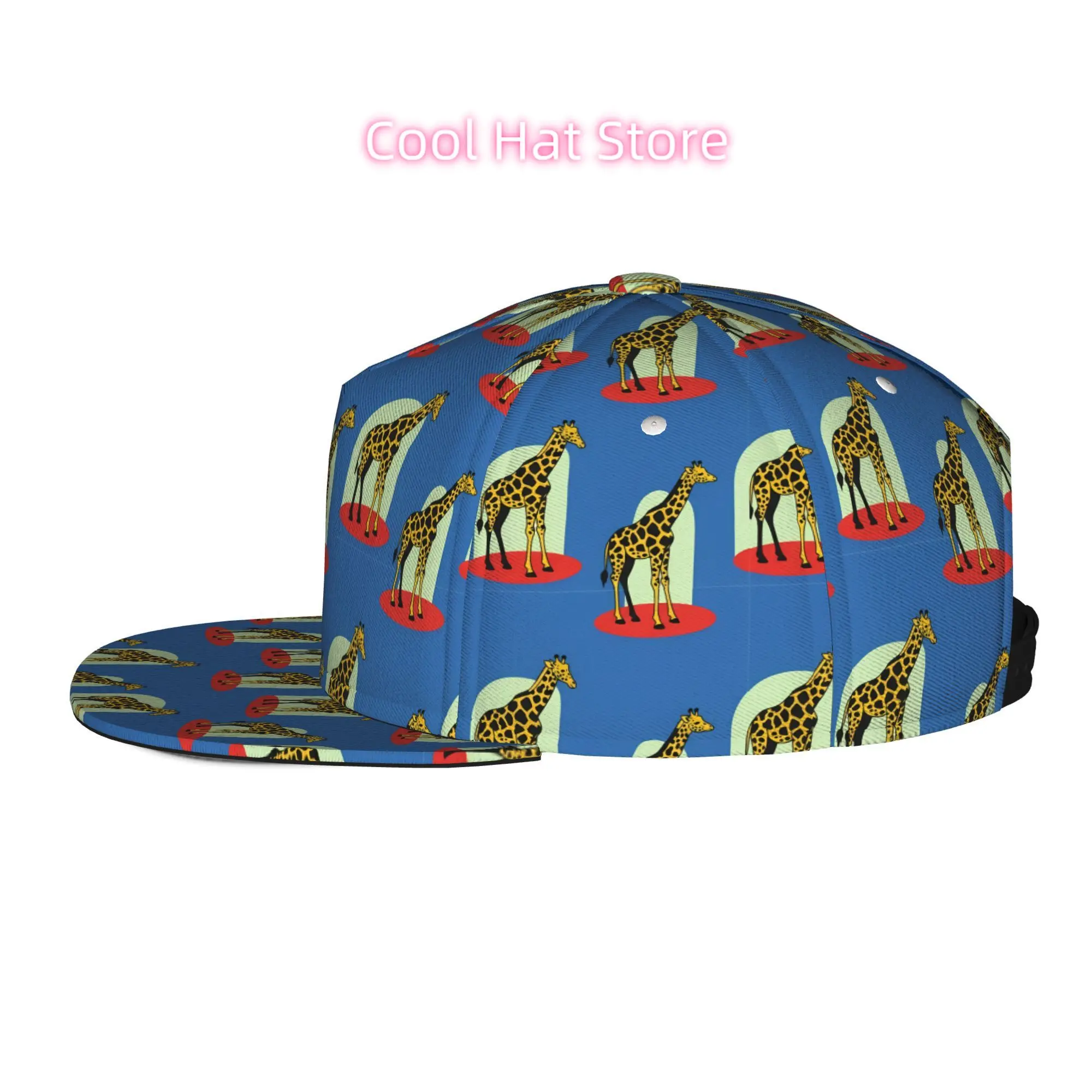 Men's & Women's Giraffe Print Baseball Cap with Adjustable Snap Brim - Lightweight Flat-Top Hat Suitable for Casual Outdoor, Mac