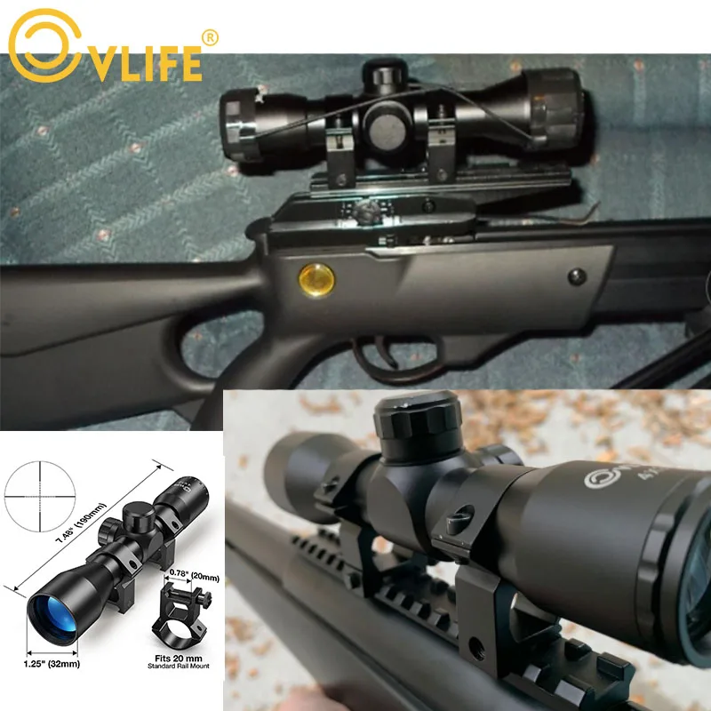 

CVLIFE Magnification 4x32 Compact Rifle Scope Crosshair Fully Coated Optical Glass Optics 20mm Picatinny