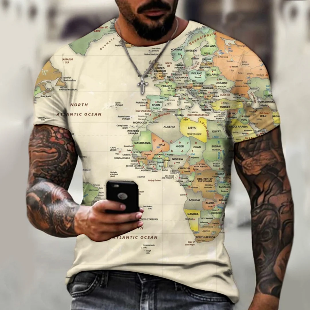 Camiseta gráfica colorida do mundo impressão 3d esportes lazer seco rapidamente respirável e confortável camiseta masculina e feminina y2k