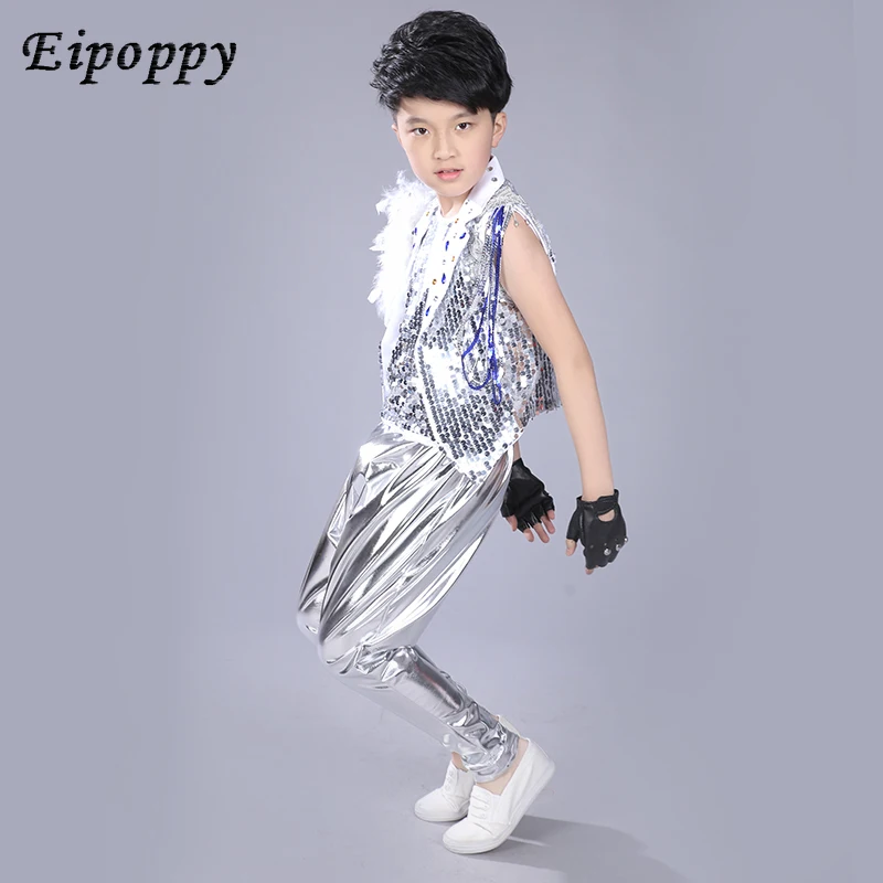 زي رقص مطرز للفتيان والفتيات ، بدلة عصرية ، ملابس أداء هيب هوب