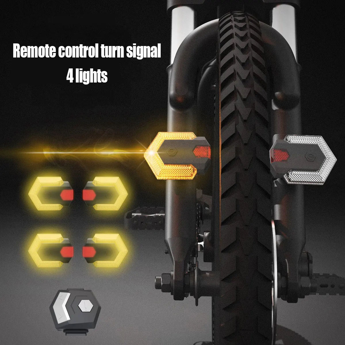 1Set Turn Signals for bicycle Front Rear Light Smart Remote Control Bike Light Cycling Safety Warning Taillight Electric scooter