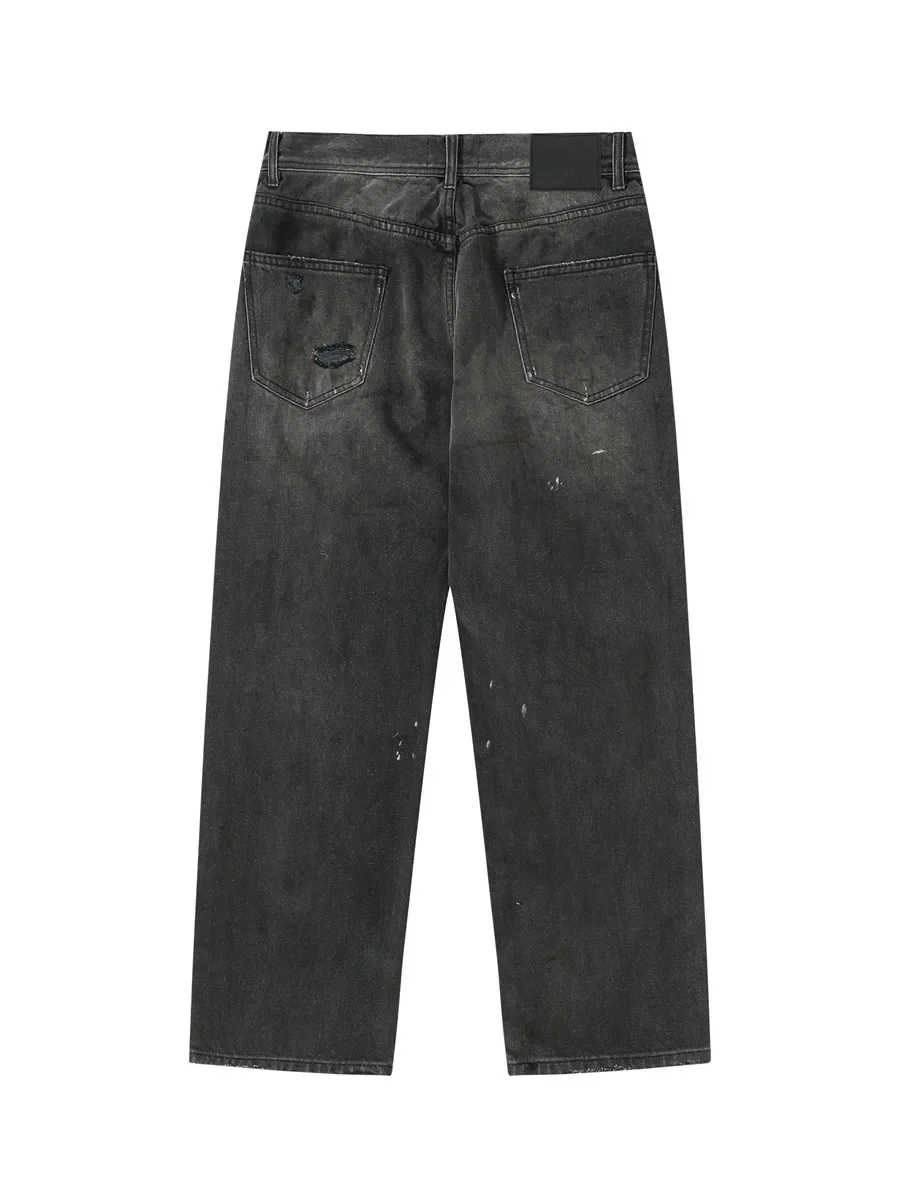 Melancholic Rich Second Generation Black Graffiti Old Damage Dirty Washed Jeans ER/D 25SS
