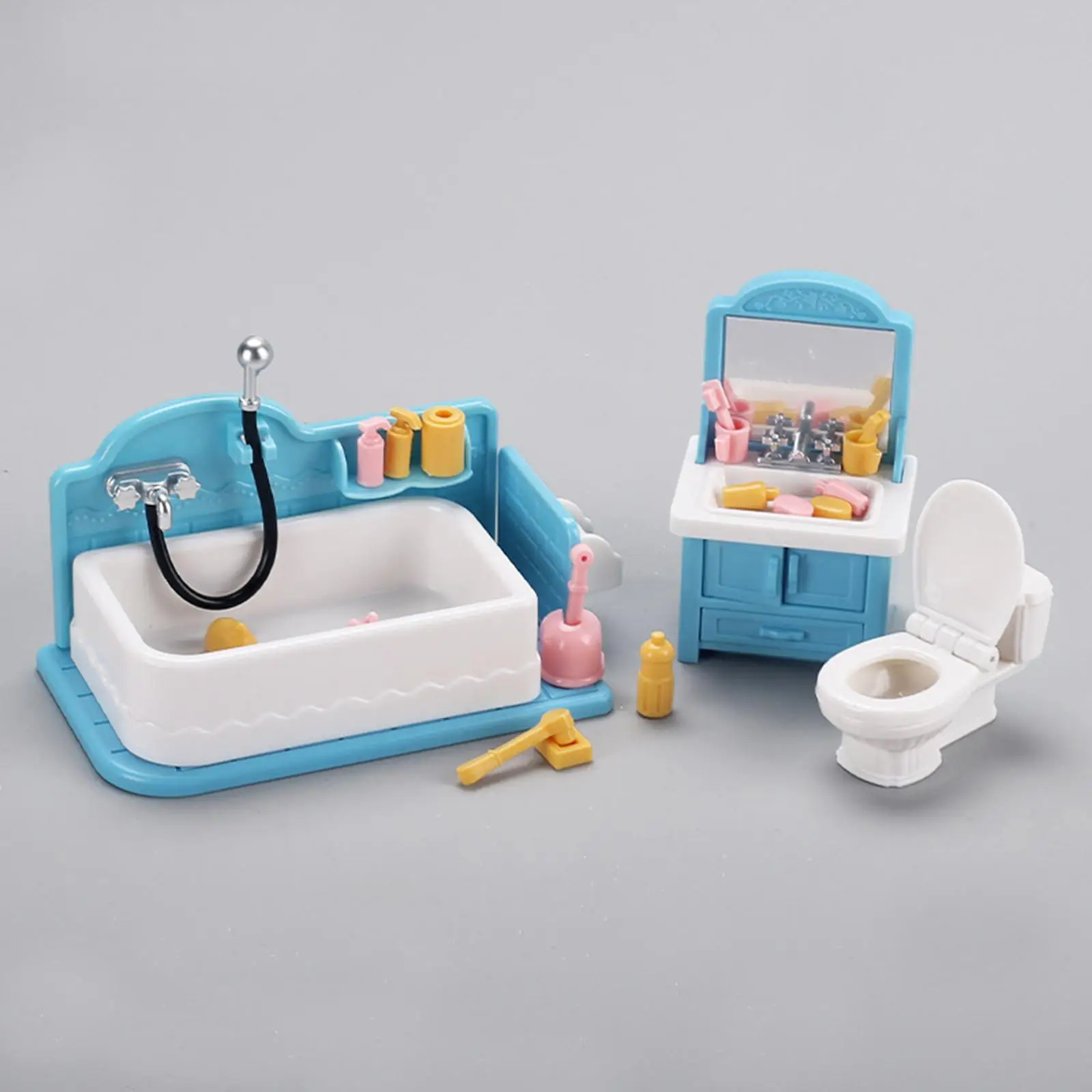 1/12 Dollhouse Bathroom Set Birthday Gifts BJD Doll Parts Simulation Model Playset Valentines Day Gifts Doll House Decorations