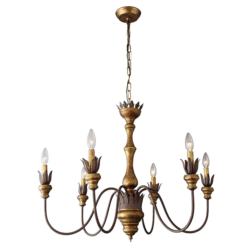 

Creative French Solid Wood Chandelier Light Carving Villa Dining Room Bedroom Living Room Lighting Fixture Restaurant Cafe Light