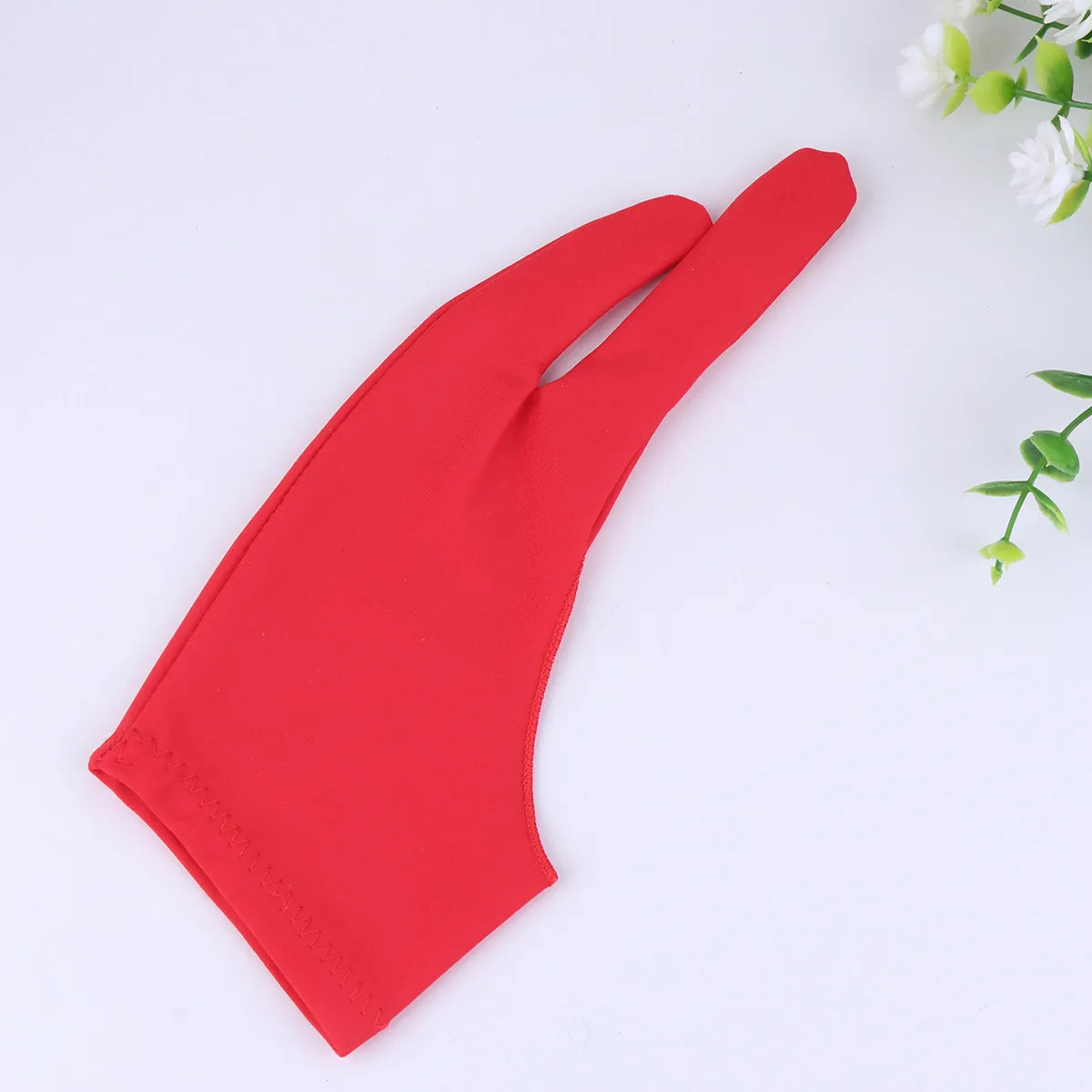 2Pcs Spandex Artist Drawing Gloves Two Finger Curved Design for Tablet Sketching Painting Anti-Sweat Anti-Friction S Red