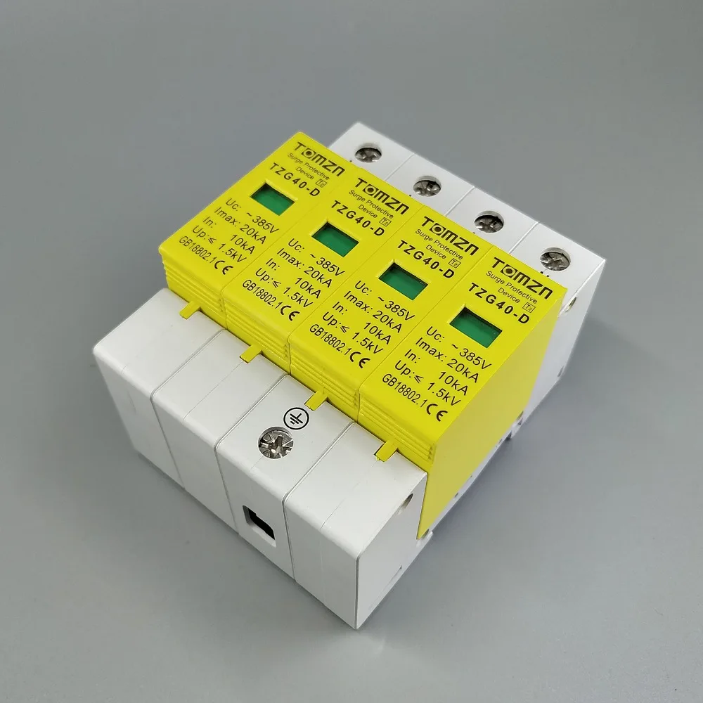 AC SPD 3P+N 10KA~20KA  D ~385VAC House Surge Protector Protection Protective Low-voltage  Arrester Device