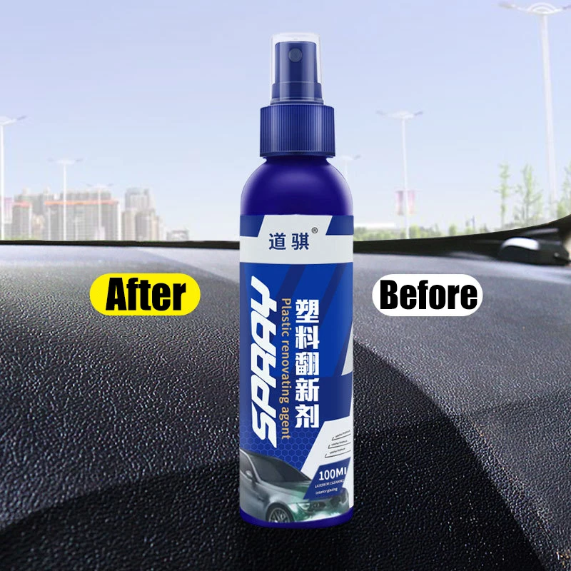 Car Plastic Renovator Spray with Waxing Sponge Auto Polish Repair Coating Protection Cars Detailing Interior Accessories 100ml