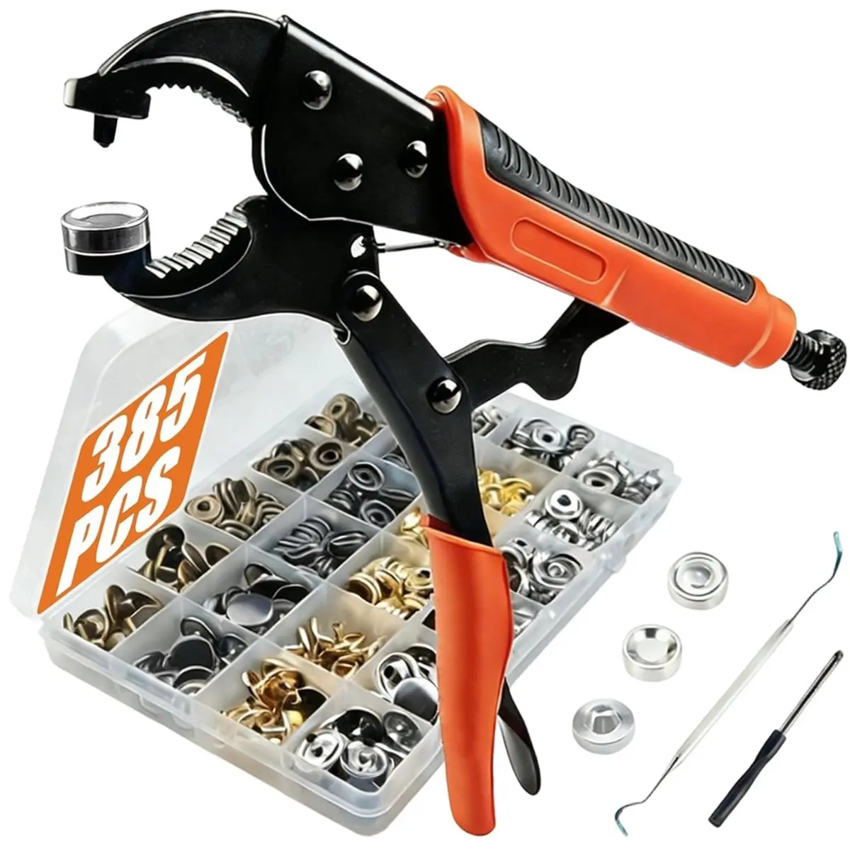 385 PCS Snap Fastener Tool Kit with Snap Buttons Snap Fastener equipment Stainless Steel+Metal