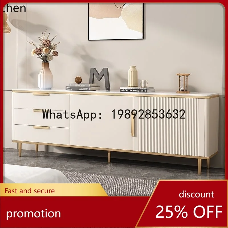 

YFY Rock Slab Solid Wood TV Cabinet and Coffee Table Set Modern Simple Small Apartment Home Living Room Cabinet