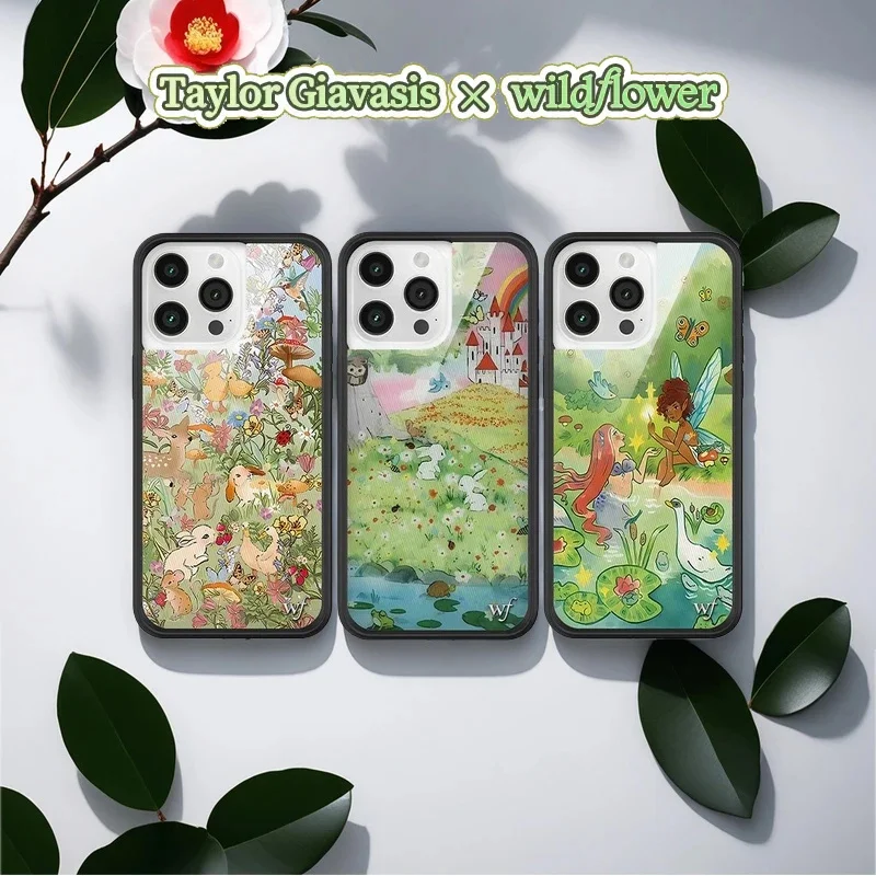 

wf Taylor Giavasis Wildflower protect Phone Case for iPhone 12 13 14 15 16 17 Pro Max Plus wf Grassland fawn Duck Castle Cover