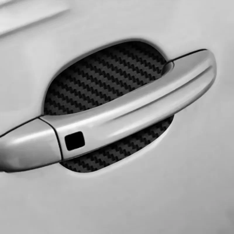 4Pcs Car Mouldings Sticker Carbon Fiber Scratches Resistant Cover Auto Handle Protection Film Exterior Styling Accessories