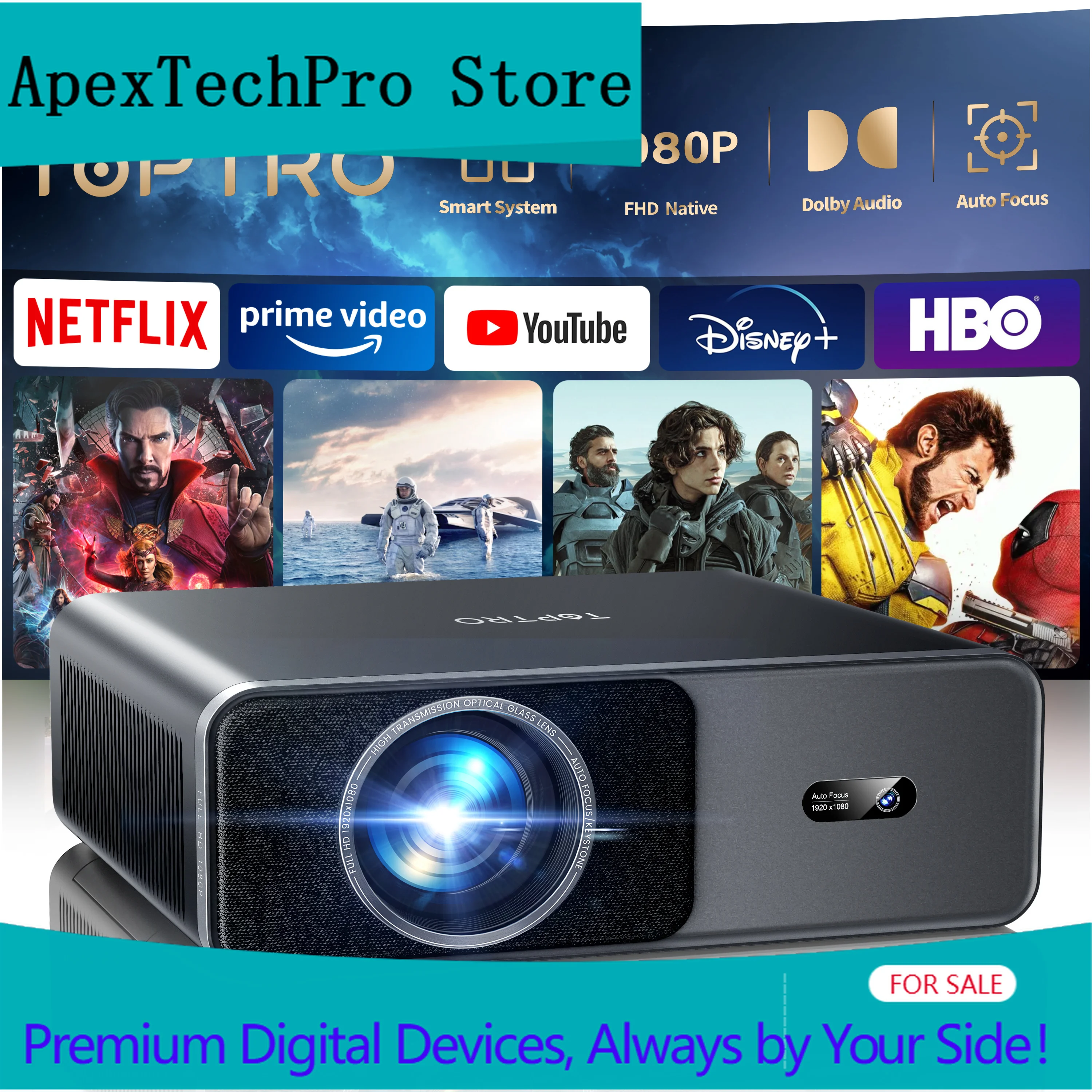 Smart Home X10 - Proyector ApexTPTOPTRO 4K 1000ANSI Oficial Netflix
