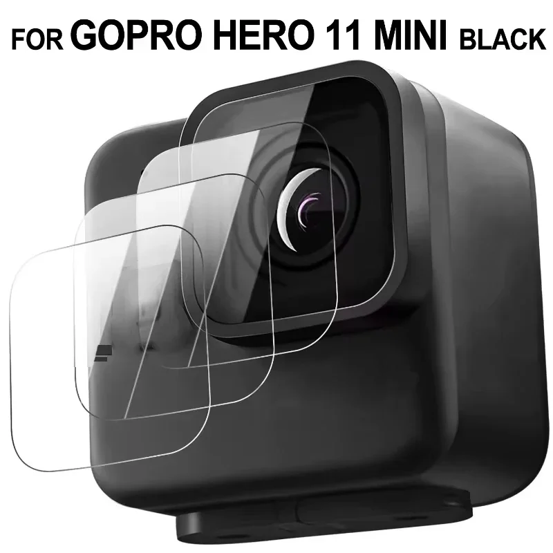 Cubierta protectora de pantalla de vidrio templado para GoPro Hero 11 Mini, película protectora de lente negra para accesorios Hero 11 Mini