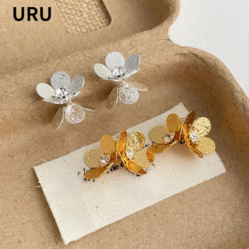 Fashion Jewelry Luxury Sweet Korean Temperament  Double Floral Earrings For Women Female Gifts Simply Design Accessories