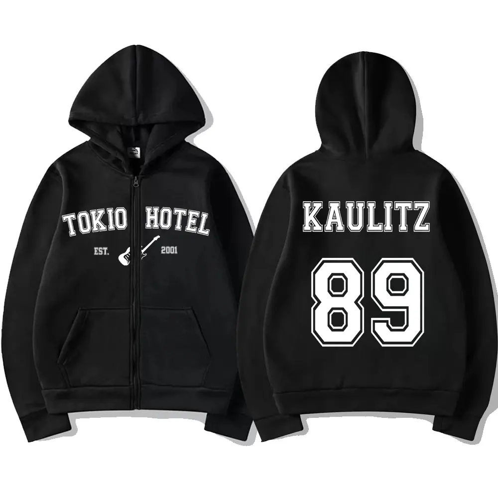 Rock Band Tokio Hotel Kaulitz Zipper Hoodies Autumn Winter Men Women Punk Gothic Vintage Long Sleeve Unisex Zip Up Jacket Coat