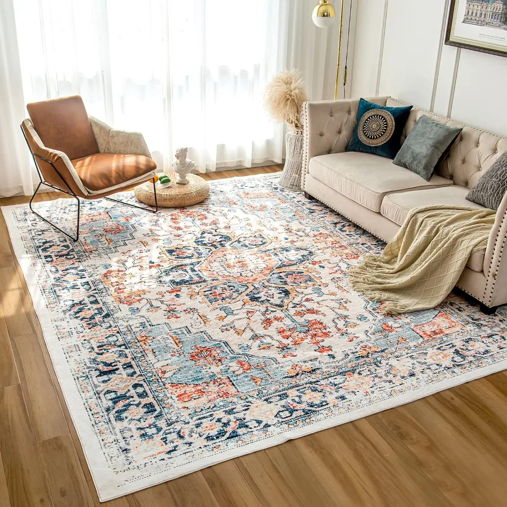 VK VK·LIVING Machine Washable Rug 5'x7' Vintage Design Washable Area Rugs with Non Slip Rugs for Living Room Bedroom Traditional