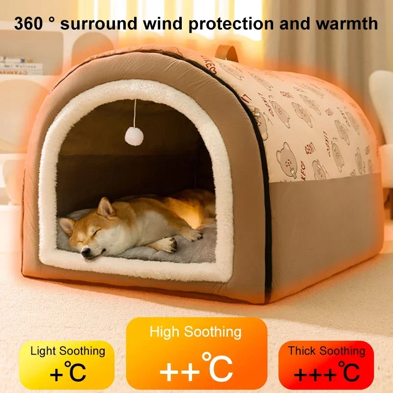

Big Dog Kennel Warm Winter Dog House Mat Detachable Washable Dogs Bed Nest Deep Sleep Tent for Medium Large Dogs House Supplies
