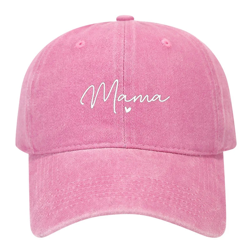 Washed baseball cap with letter printing, Mama summer casual versatile duckbill cap, Mother\'s Day hat