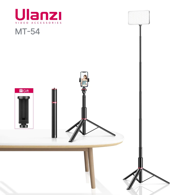 ULANZI-trípode extensible de Metal para MT-54, soporte de luz para fotografía con soporte para teléfono, lámpara de luz LED para vídeo