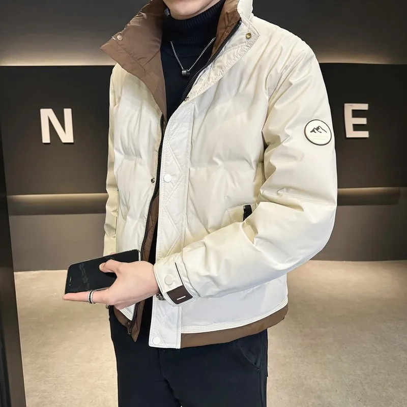

Новая мужская зимняя пуховая куртка 2025 года: утепленная, с воротником-стойкой, из белого пуха, повседневная, класса люкс, модная верхняя одежда для мужчин