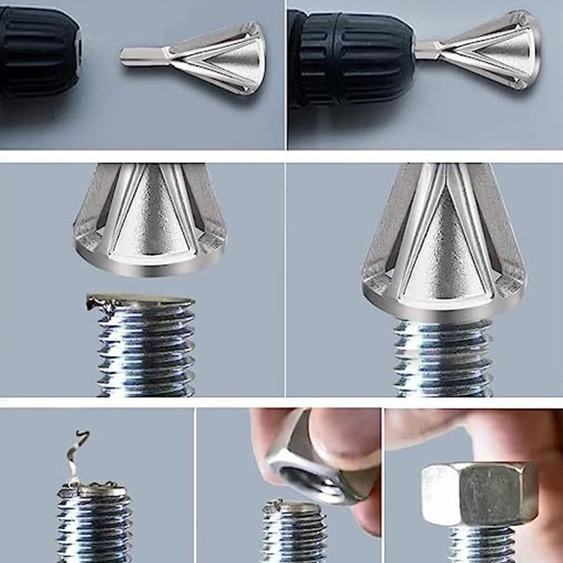Deburring External Chamfer Tool Metal Hex Triangle Trimming Drill Bit For Screw Fast Remove Burr Removal