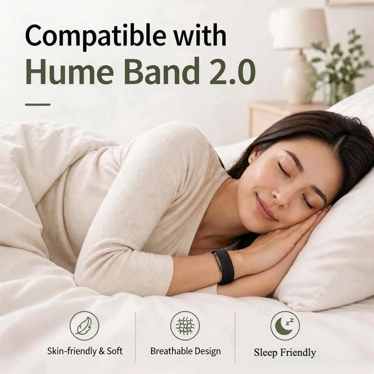 Kompatibel mit Hume 2.0 Smart Band, Nylon-Armband, offizielle Farbe, gewebtes Klettverschluss-Armband, atmungsaktives Sport-Ersatzarmband