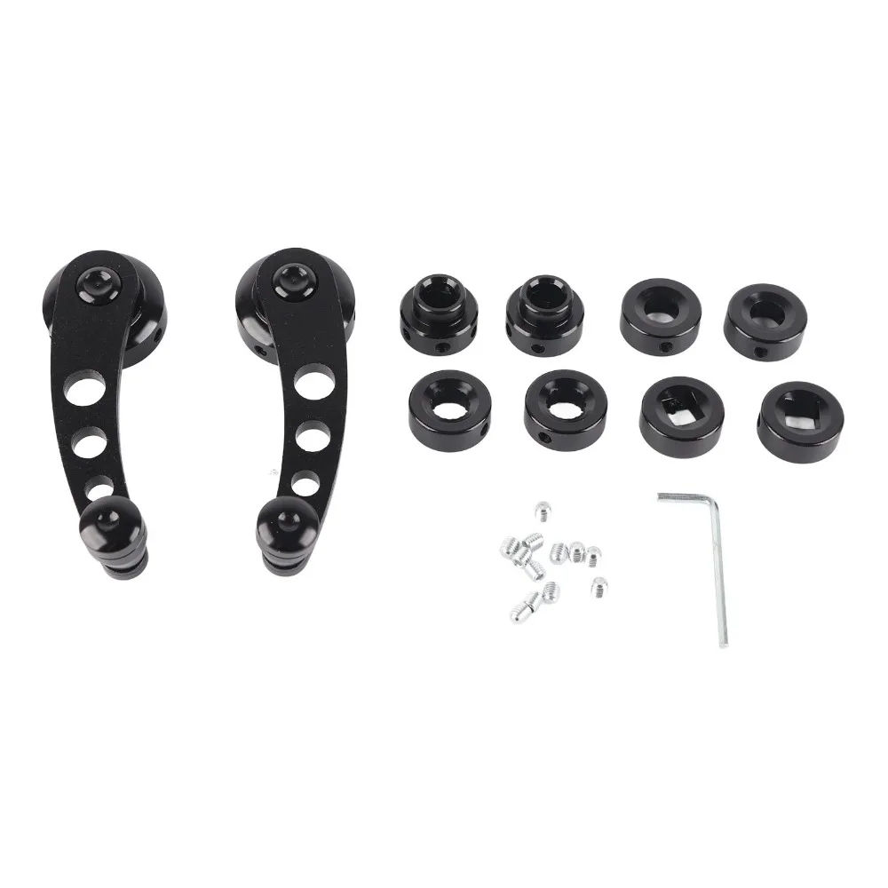 Aluminum Alloy Window Crank Handle Black with Adaptors Window Winder Universal Fit Door Crank Handle