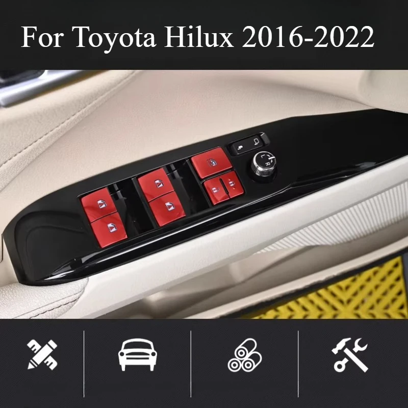 

Декоративная наклейка на кнопку стеклоподъемника для Toyota Hilux 2016-2022, модифицированная наклейка для интерьера автомобиля, аксессуары для салона автомобиля