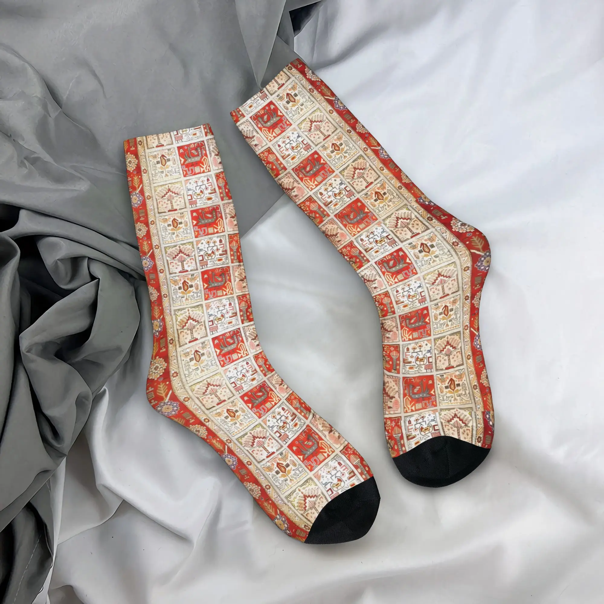 Funny Men's Socks Qum 1930S   Nature Garden Animal Print Retro Persian Harajuku Novelty Crew Sock Gift Pattern Printed