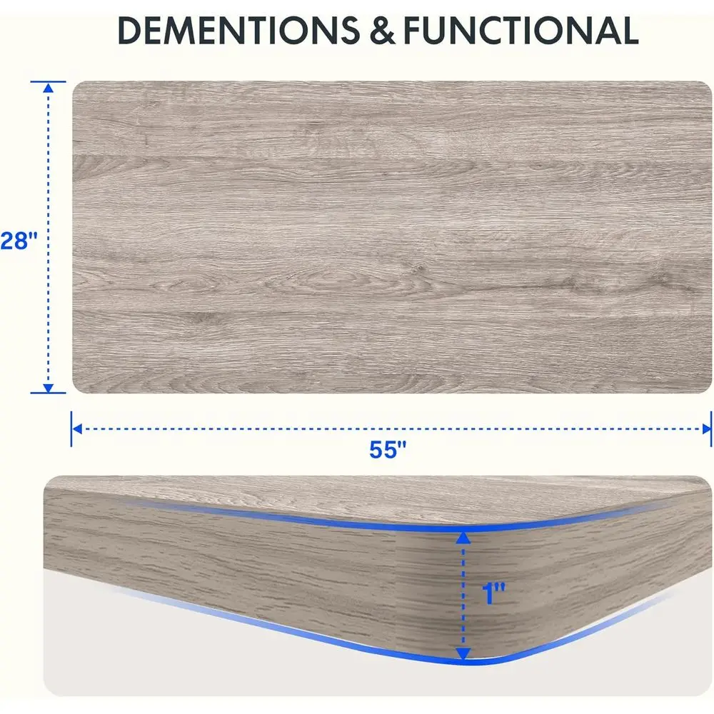 One-Piece Standing Desk with 1-Inch Thick Seamless Desktop, 55x28 Electric Height Adjustable Desk for Home Office, Multi-Monitor