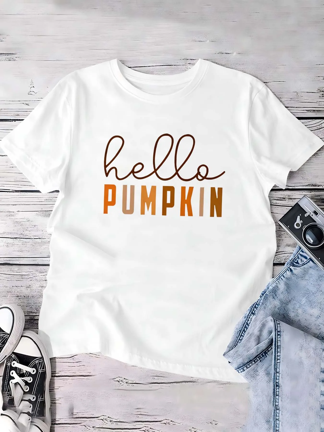 

Плюс размер Hello Pumpkin Chic Apparel Line Нежная одежда Merging Праздничные тыквенные образцы и вневременная элегантность