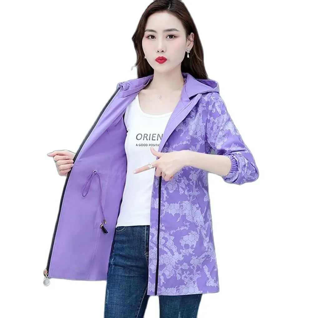 Fashion Double-Sided Wear Trench Coat Women's Mid-Longth Spring Autumn Coats High Quality Hooded Jacket Female Windbreakers 4XL