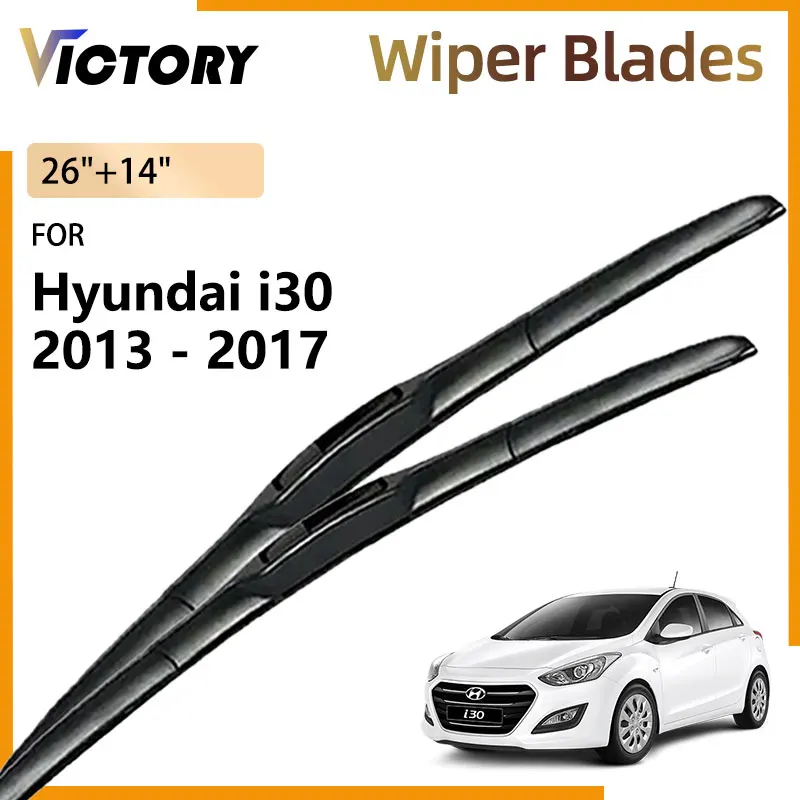 

2x For Hyundai i30 GD 2013 - 2017 2016 2015 Accessories Natural Rubber Car Front Wiper Blade Windshield Window Brushes 26"+14"