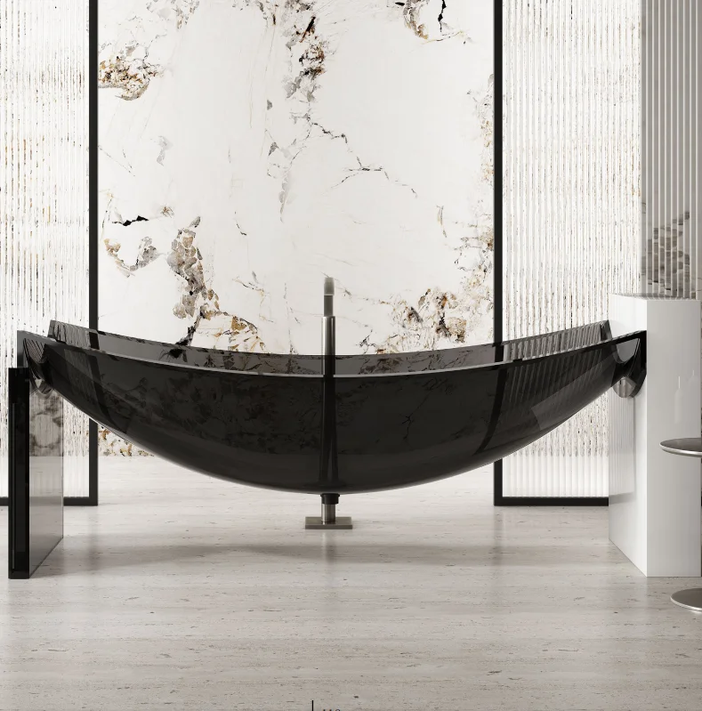 Luxury Crystal Clear Resin Bath Tubs Transparent Solid Surface Resin Freestanding Bathtubs