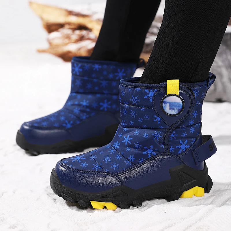 أحذية رياضية شتوية دافئة ومريحة وناعمة للأطفال أحذية ركض مقاومة للثلوج أحذية جلدية كاجوال مقاومة للماء