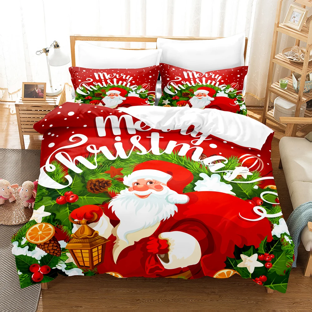 

Christmas Bedding Set Santa Claus Soft Comfortable Duvet Cover Set King Queen Twin Single Size Kids Boys Girls Festival Gifts